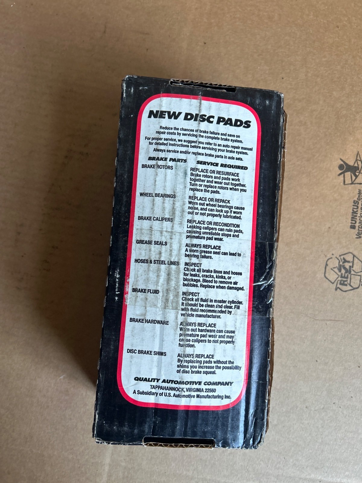 Quality Automotive Company Bremsbeläge MD367 – Dodge Grand Caravan, Plymouth Grand Voyager/Voyager 1987–1988