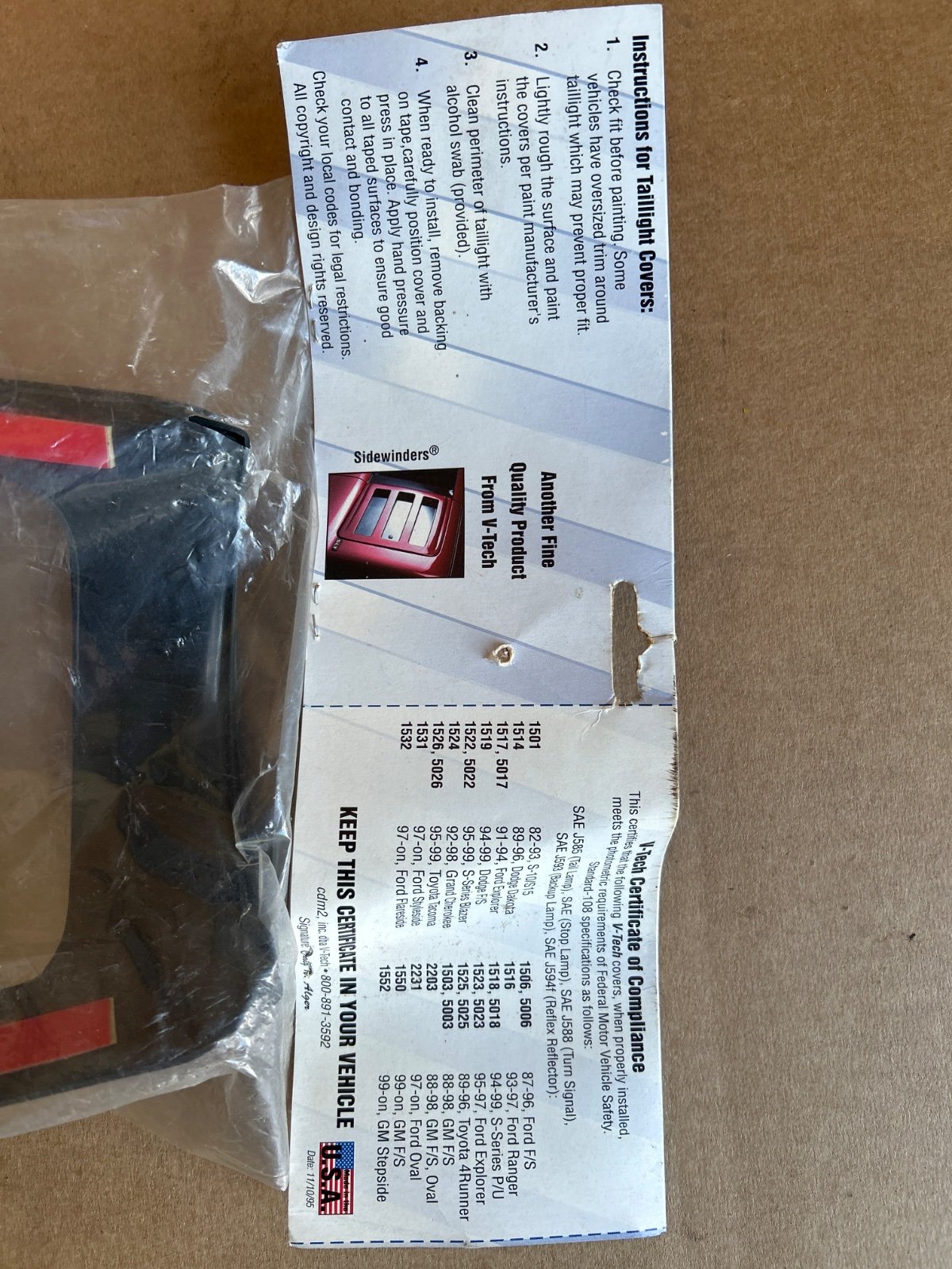 V-Tech Abdeckung Rücklichter(waager.Rille) 1503 – Chevrolet C1500/C2500/C3500…, GMC C1500/C2500/C3500… 1988–1998